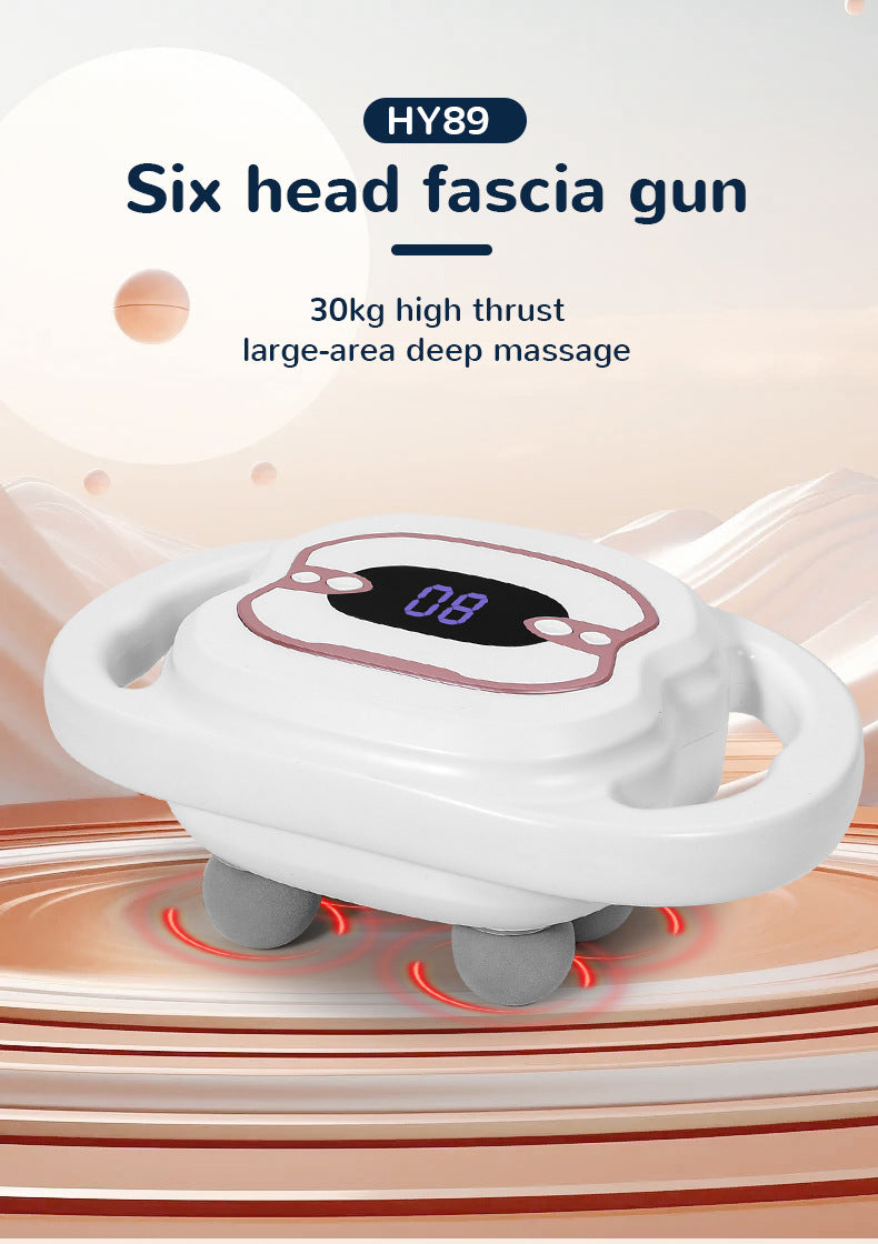 HY89 6-Head Deep Tissue Massage Gun with Heat Therapy