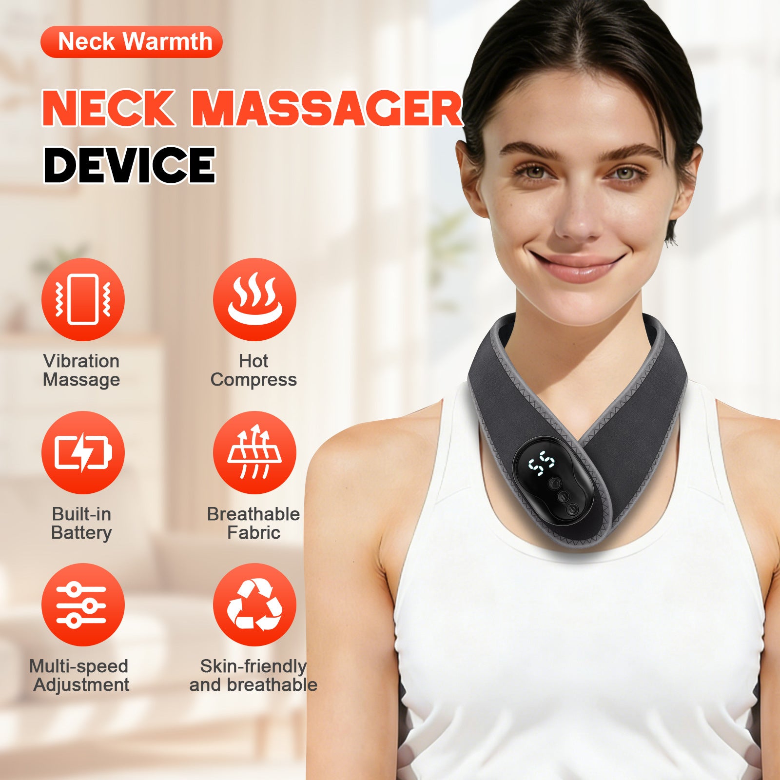 HY120 Cordless Heating Vibration Neck Massager Wrap
