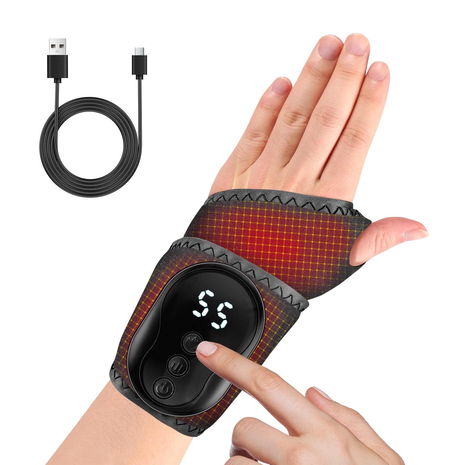 HY118 Cordless Heating Vibration Wrist Massager Brace
