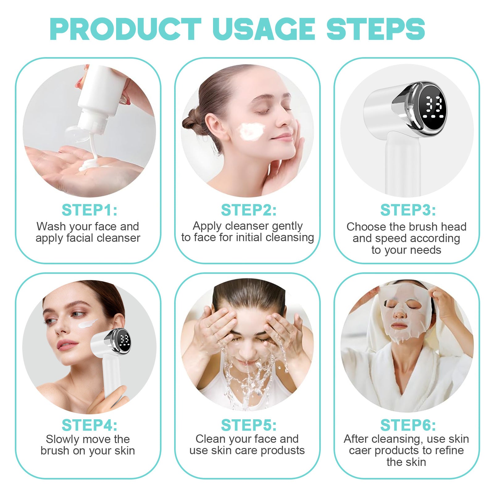 HY115 Electric Rotating Silicone Facial Cleansing Brush