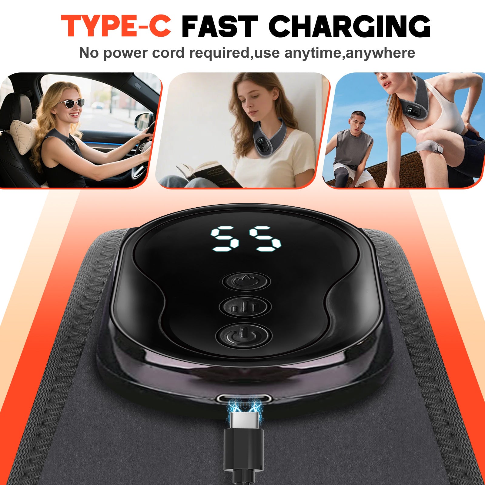 HY120 Cordless Heating Vibration Neck Massager Wrap