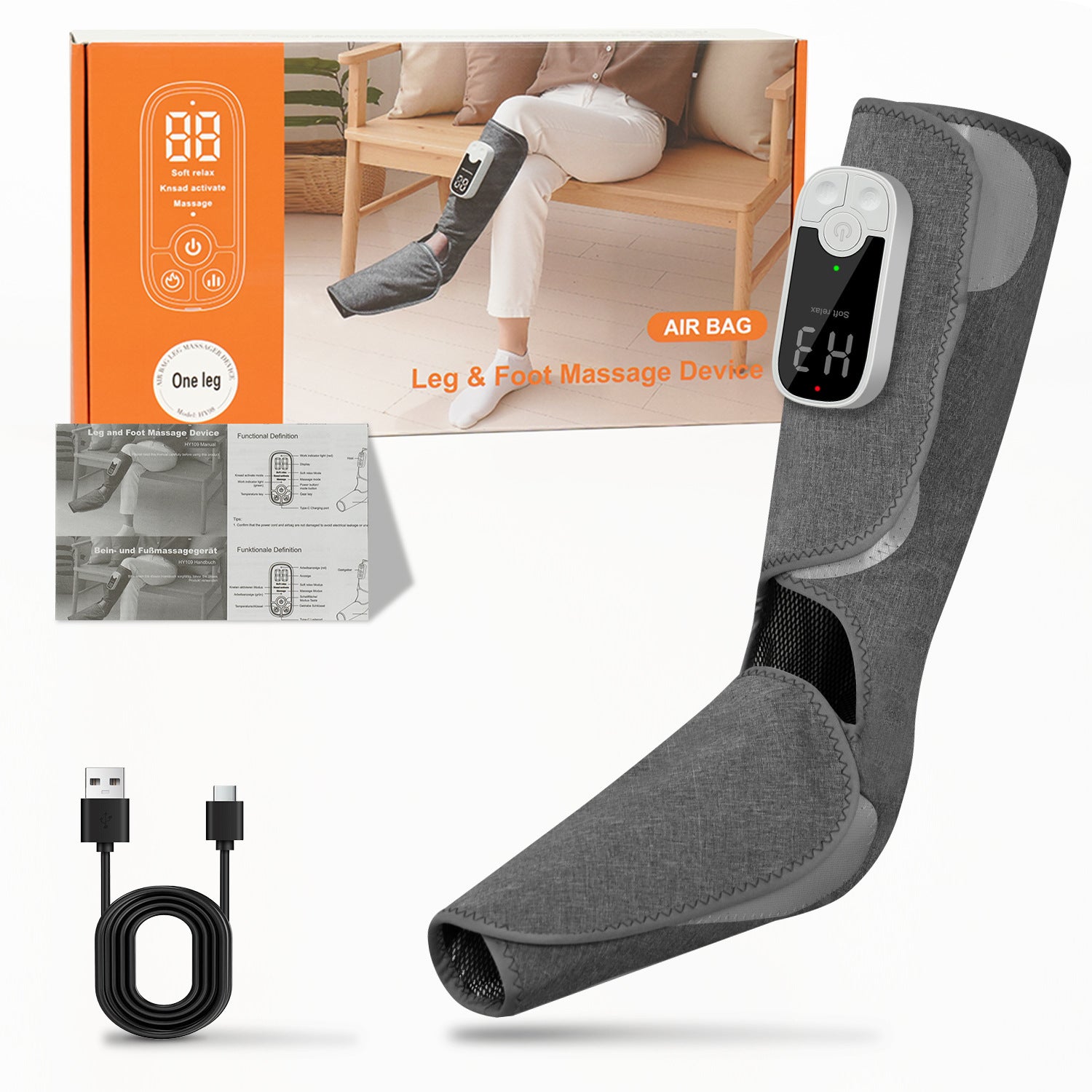 HY109 Air Compression Leg & Foot Massager | Calf & Foot Massage Boot