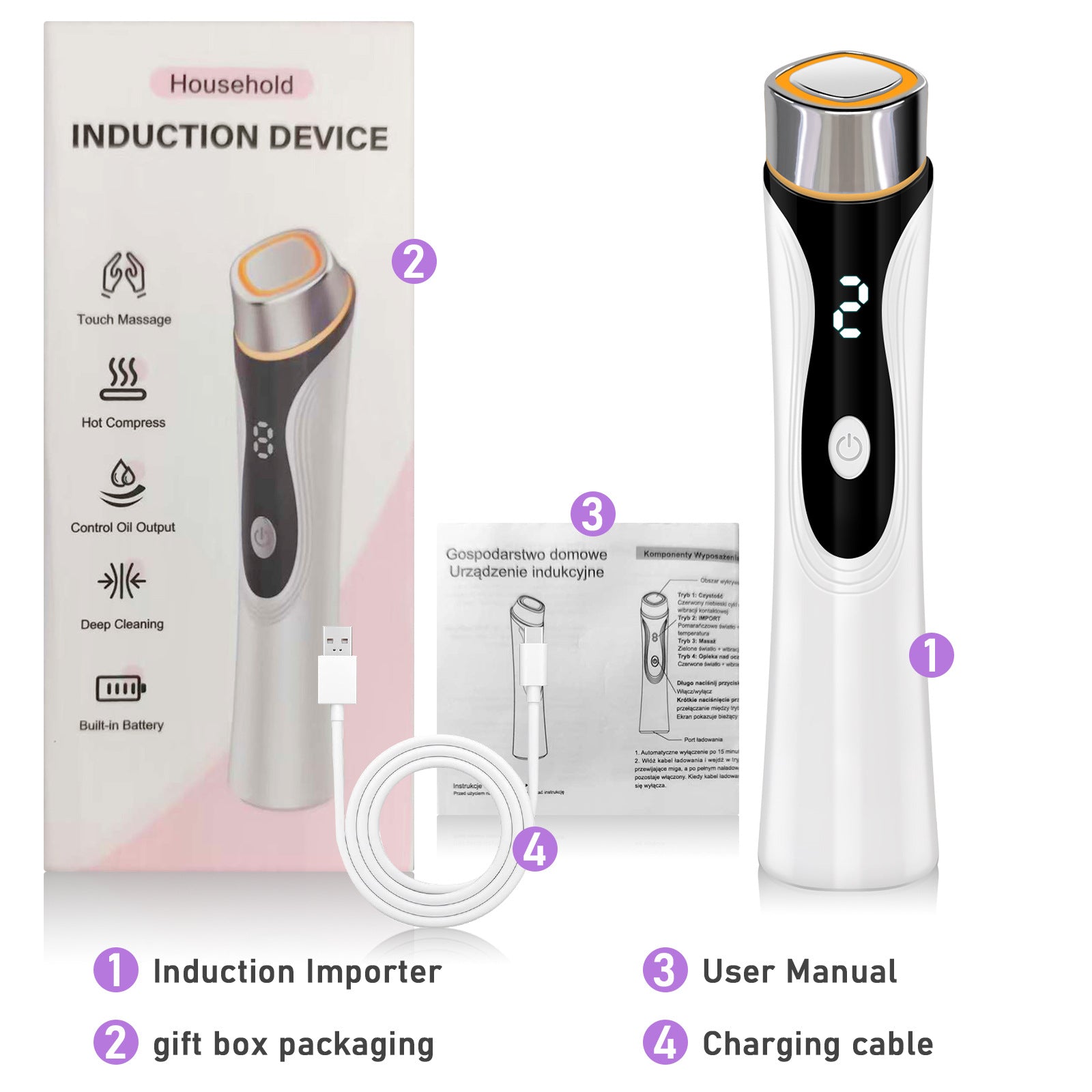 HY116 4-Color LED Facial Induction Beauty Device