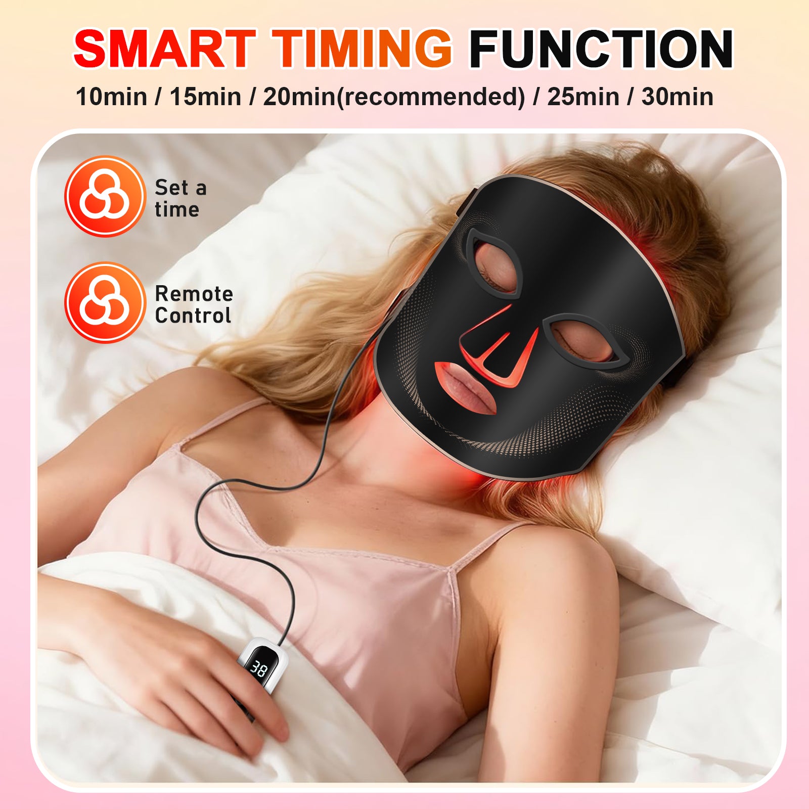 7-Color LED Face Mask – 180 Beads, 5 Timers