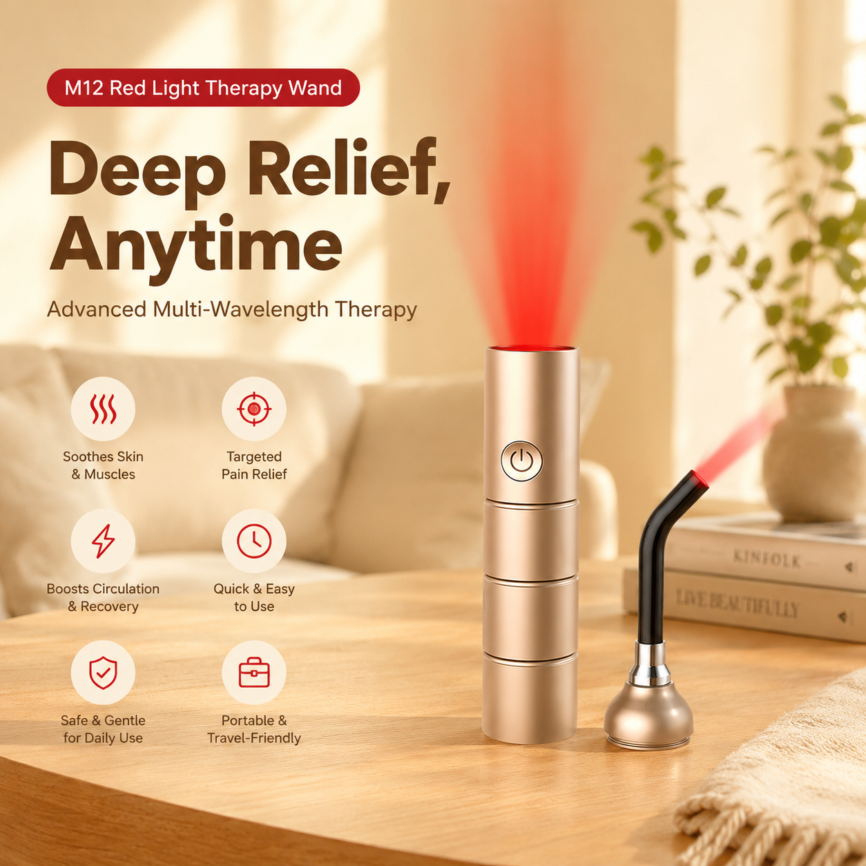 5-LED 4-Wavelength Red Light Wand – Portable Pain Relief