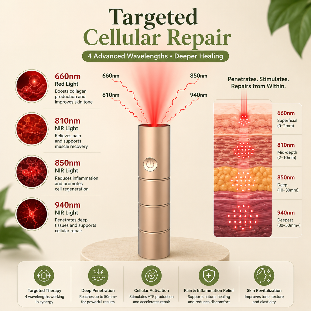 5-LED 4-Wavelength Red Light Wand – Portable Pain Relief