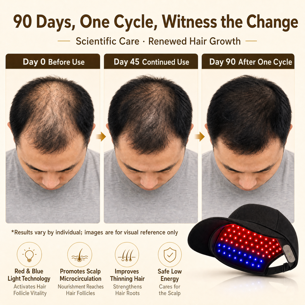 LED Photon Hair Cap – Red/Blue Light, USB-C, Lightweight