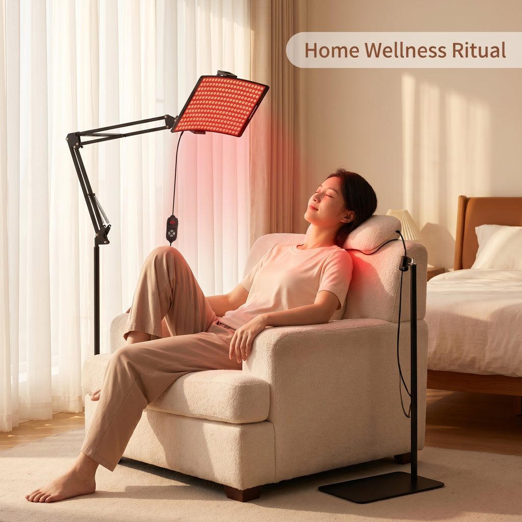 256-LED Red Light Lamp – 5 Levels, Timer, 360° Adjustable