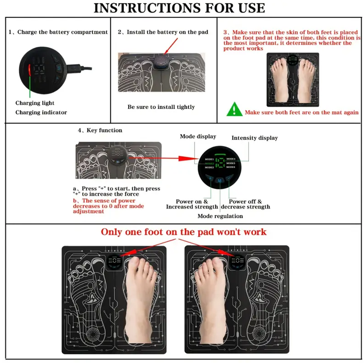 EMS massage foot pads relieve foot pain, promote blood circulation and improve sleep quality