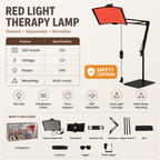 256-LED Red Light Lamp – 5 Levels - Timer - 360° Adjustable