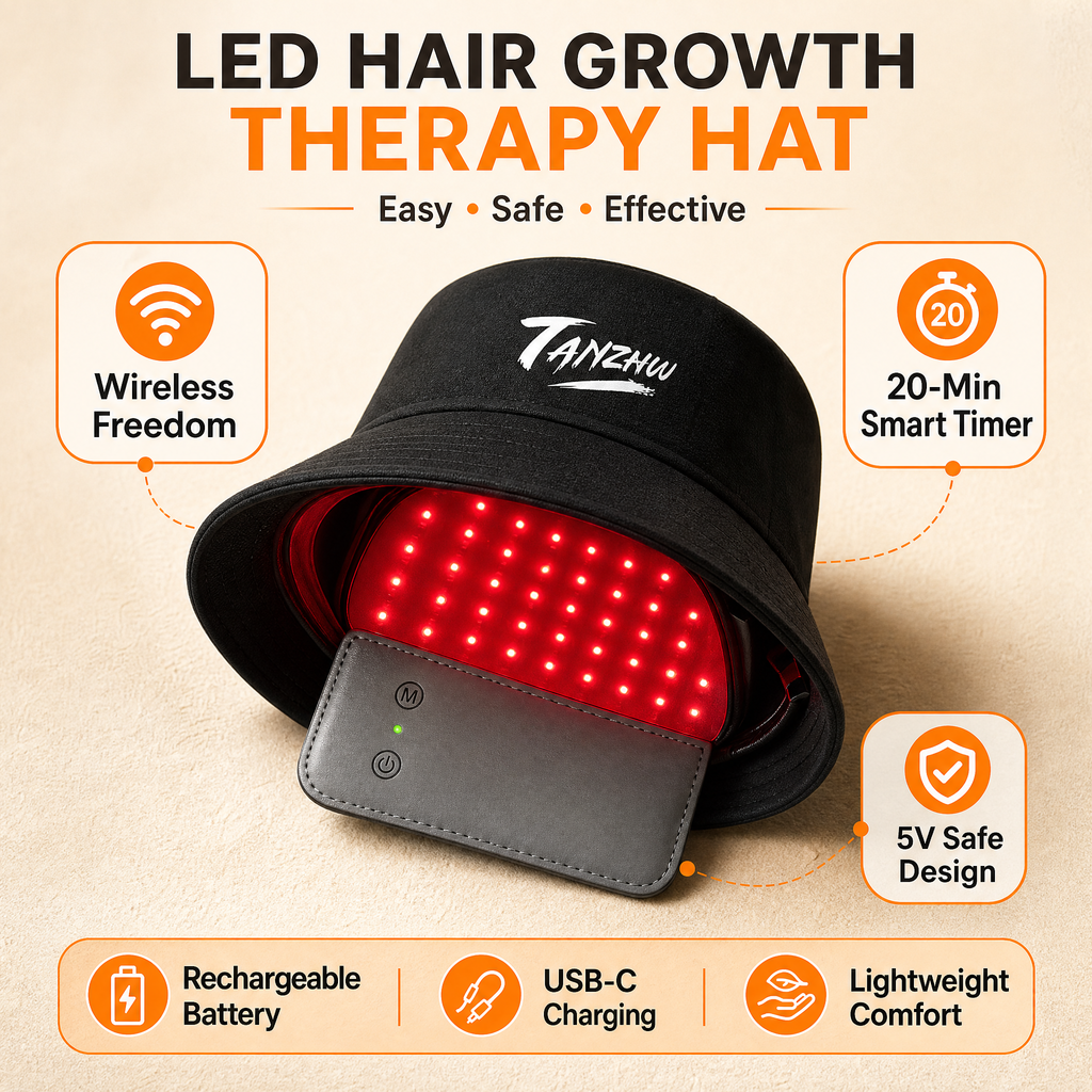 LED Photon Hair Cap – Red/Blue Light, USB-C, Lightweight