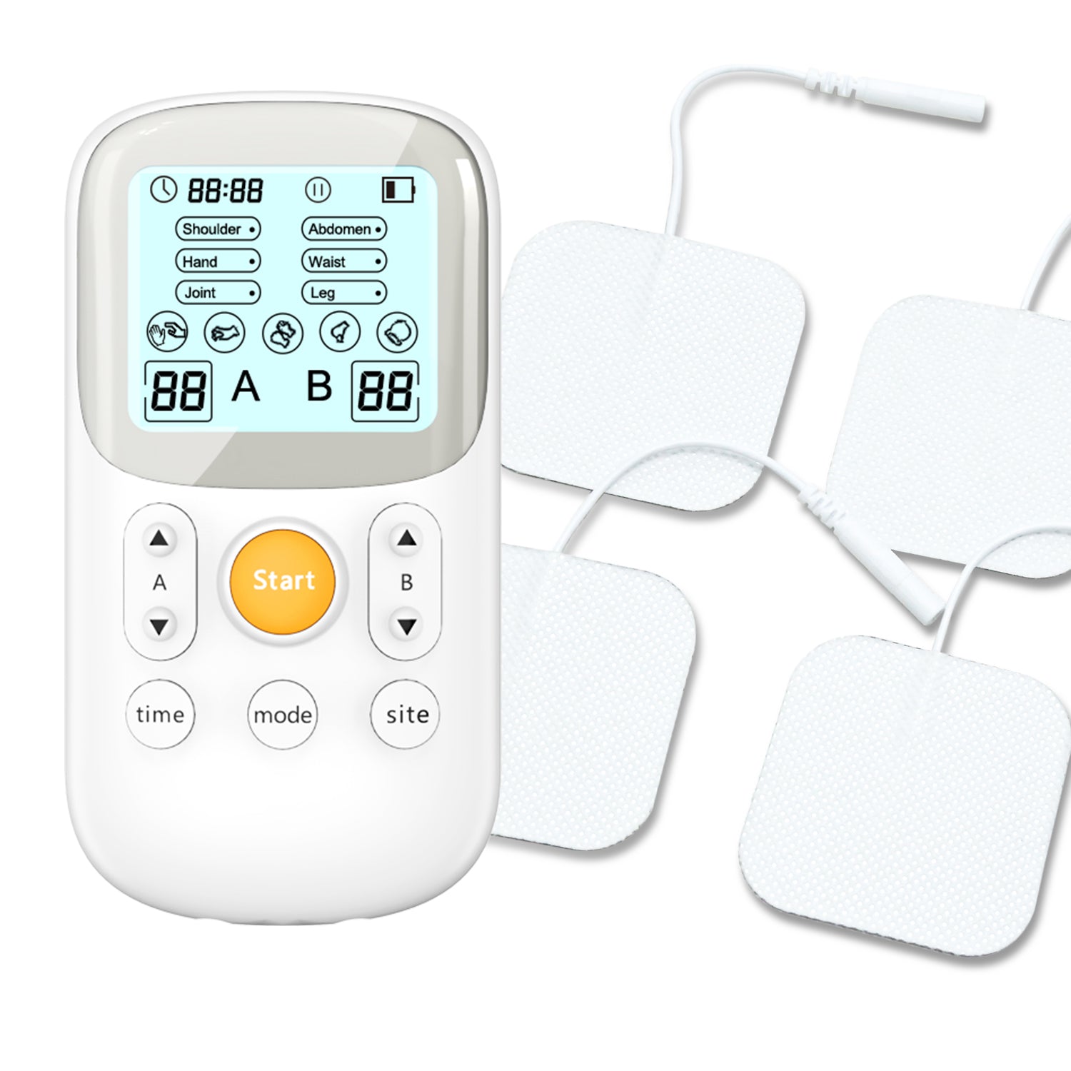 The TENS physiotherapy device relieves physical pain, promotes blood circulation, reduces physical stress and improves the quality of life