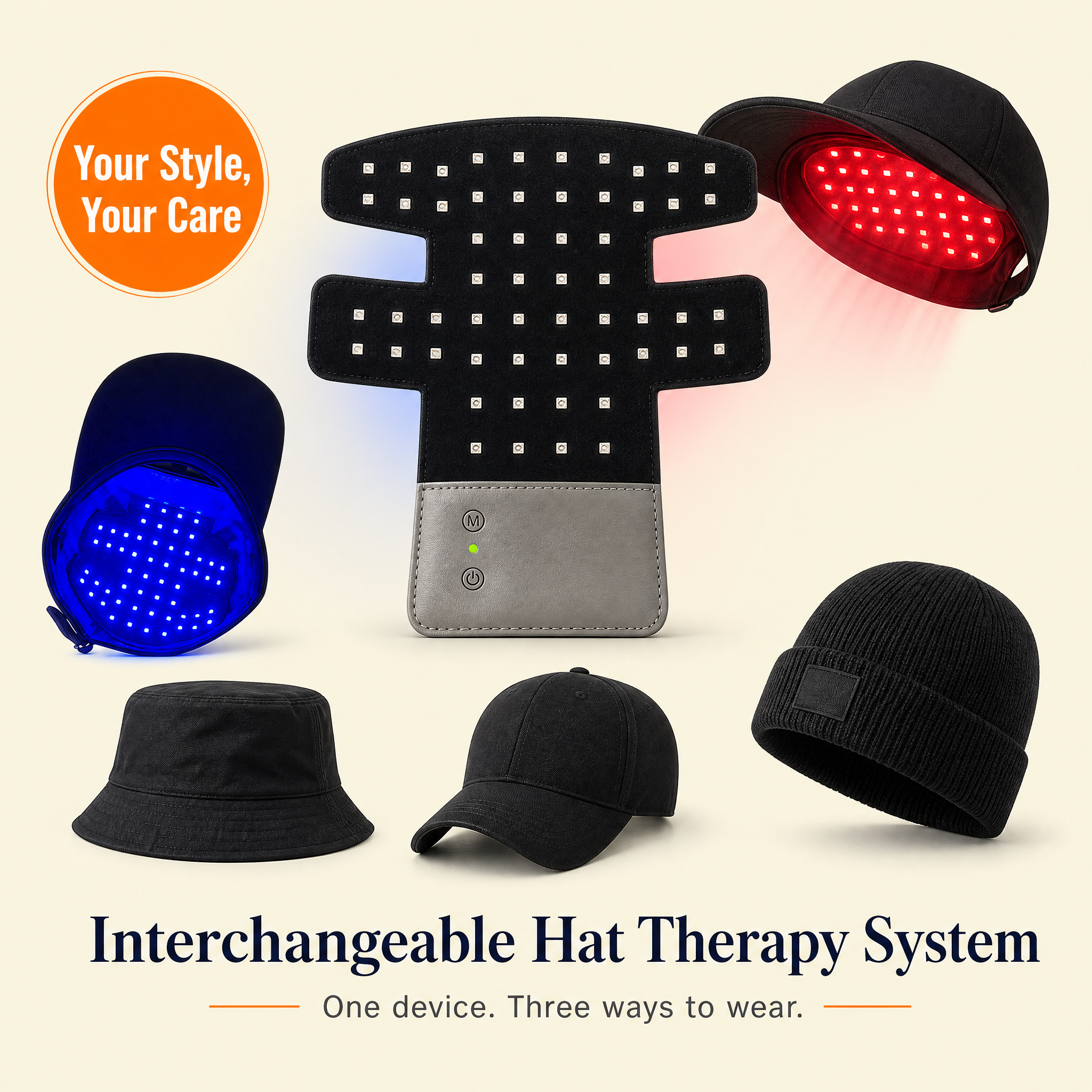 LED Photon Hair Cap – Red/Blue Light, USB-C, Lightweight