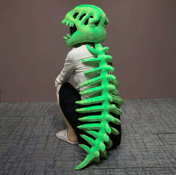 Dino Skeleton Plush Costume & Hood – Ultra-Soft 3D Dinosaur Skeleton Onesie for Kids & Adults